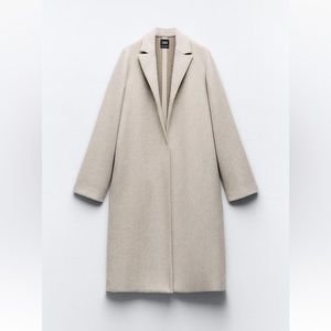NWT! ZARA Felt Texture Coat in Sand/Beige/Marl (L)